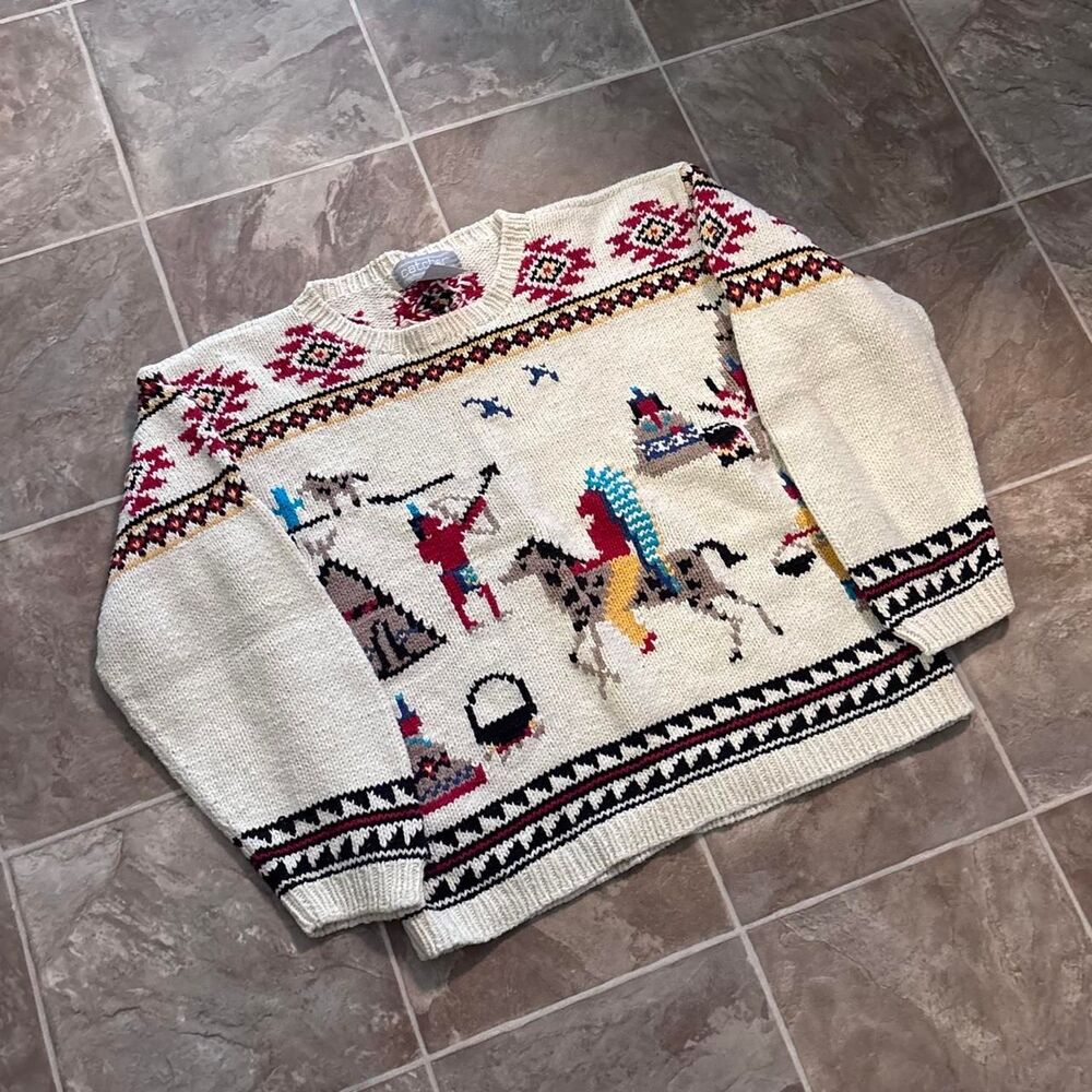 CATCHER Vintage 90s Native American Blanket Design Women's Small, great shape!